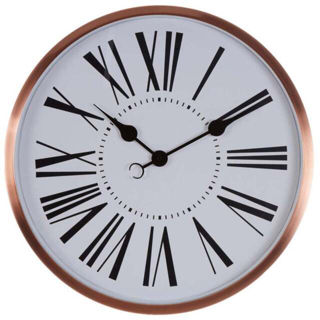Premier Housewares Baillie White and Rose Gold Round Wall Clock 50cm - Size: 50 x 6 x 50cm - Pink - Wilko - image 1