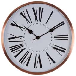 Premier Housewares Baillie White and Rose Gold Round Wall Clock 50cm - Size: 50 x 6 x 50cm - Pink - Wilko