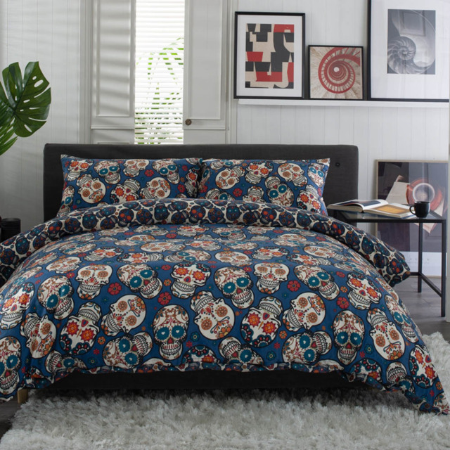 Deyongs King Size Day Of The Dead 200 Thread Count Duvet Set - Multi - Wilko