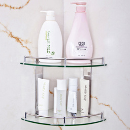 Living And Home 2 Tier Tempered Glass Stainless Steel Corner Shelf Rack - Size: 27.5 x 25 x 25cm - Wilko - thumbnail 7
