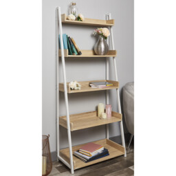 Harlow 5 Shelf White and Light Oak Metal Bookcase - Wilko - thumbnail 6