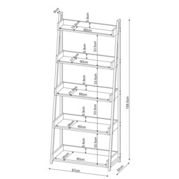 Harlow 5 Shelf White and Light Oak Metal Bookcase - Wilko - thumbnail 5