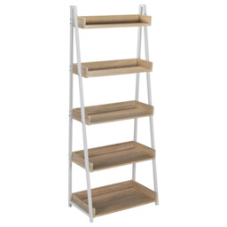 Harlow 5 Shelf White and Light Oak Metal Bookcase - Wilko - thumbnail 2