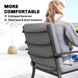 Outsunny 4 Seater Garden Dining Set with Cushions Grey Wood Effect - Wilko - thumbnail 6