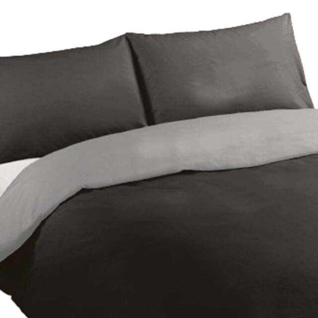 Rapport Home King Black Grey Reversible Polycotton Percale Quilt Cover - Wilko - image 1