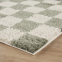 Desire Rugs Chester Sage Shaggy Checkered Rug 60 x 220cm - Size: 220 x 60 x 3cm - Green - Wilko - thumbnail 4