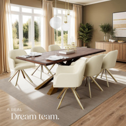 tectake Lona Set of 6 Cream and Gold Lounge Armchair - Wilko - thumbnail 4