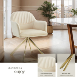 tectake Lona Set of 6 Cream and Gold Lounge Armchair - Wilko - thumbnail 5