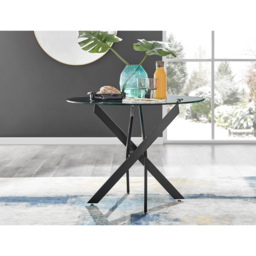 Furniturebox Arona Milan 4 Seater Round Dining Set Navy Blue and Black - Wilko - thumbnail 4