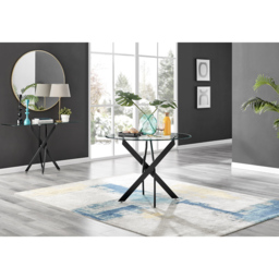 Furniturebox Arona Milan 4 Seater Round Dining Set Navy Blue and Black - Wilko - thumbnail 3