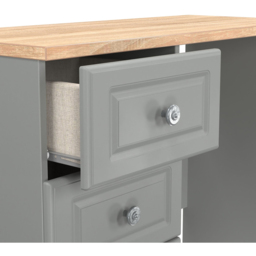 Crowndale Norfolk 3 Drawer Dusk Grey and Bardolino Oak Vanity Dressing Table Ready Assembled - Size: 80 x 90 x 39cm - Dusk Grey & Bardolino Oak - Wilk - thumbnail 7