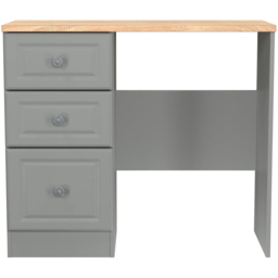 Crowndale Norfolk 3 Drawer Dusk Grey and Bardolino Oak Vanity Dressing Table Ready Assembled - Size: 80 x 90 x 39cm - Dusk Grey & Bardolino Oak - Wilk - thumbnail 3