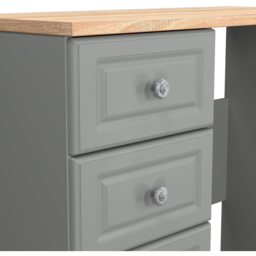 Crowndale Norfolk 3 Drawer Dusk Grey and Bardolino Oak Vanity Dressing Table Ready Assembled - Size: 80 x 90 x 39cm - Dusk Grey & Bardolino Oak - Wilk - thumbnail 6