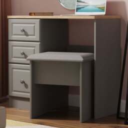 Crowndale Norfolk 3 Drawer Dusk Grey and Bardolino Oak Vanity Dressing Table Ready Assembled - Size: 80 x 90 x 39cm - Dusk Grey & Bardolino Oak - Wilk