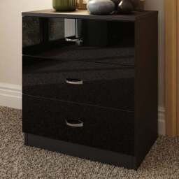 FWStyle Chilton 3 Drawer Black Gloss Chest of Drawers - Wilko