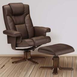Julian Bowen Malmo Brown Swivel Recliner Chair with Footstool - Size: Single - Wilko