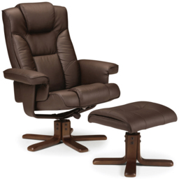 Julian Bowen Malmo Brown Swivel Recliner Chair with Footstool - Size: Single - Wilko - thumbnail 3