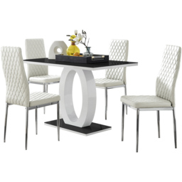 Furniturebox Lucia Valera 4 Seater Dining Set Black Gloss White and Chrome - Wilko - thumbnail 3