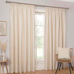 Chenille Taped Curtains - Natural/229cm - Size: W 90 x D 90cm - Divante - Wilko