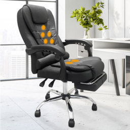 Alivio Black PU Leather Swivel Massage Office Chair - Size: 53 x 63 x 115cm - Wilko - thumbnail 1