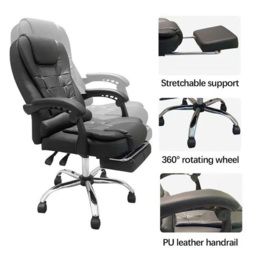 Alivio Black PU Leather Swivel Massage Office Chair - Size: 53 x 63 x 115cm - Wilko - thumbnail 4