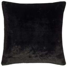 Paoletti Stanza Jet Faux Fur Cushion - Size: 55 x 55 cm - Black - Wilko - thumbnail 1