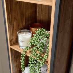 Home Source Locastra Single Door 3 Shelf Oak and Black Tall Bathroom Cabinet - Size: 18 x 98 x 33cm - Brown - Wilko - thumbnail 5