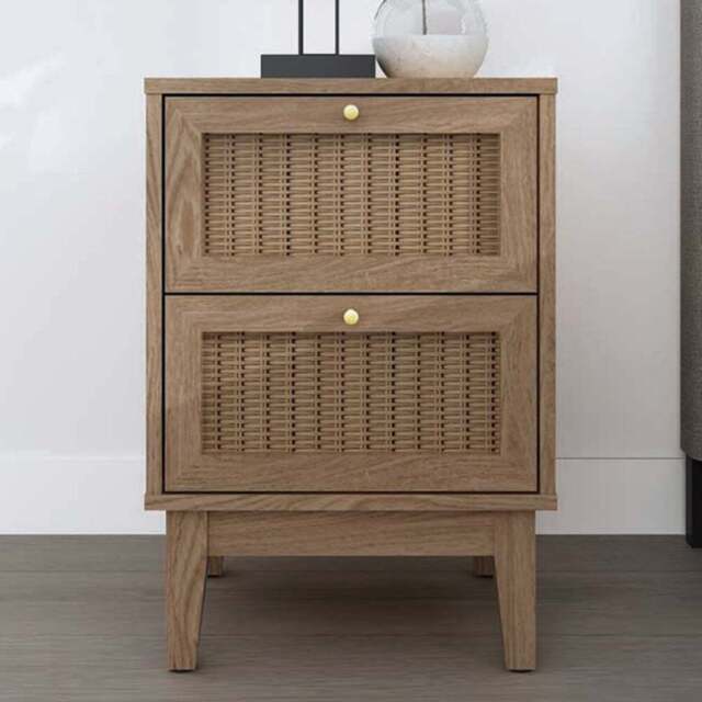 Bordeaux 2 Drawer Oak Bedside Table - Brown - LPD Home - Wilko - image 1