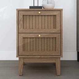 Bordeaux 2 Drawer Oak Bedside Table - Brown - LPD Home - Wilko - thumbnail 1
