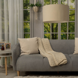 ValueLights Reni Natural Fabric Large Drum Shade - Size: 45 x 25 x 45cm - Cream - Wilko - thumbnail 5
