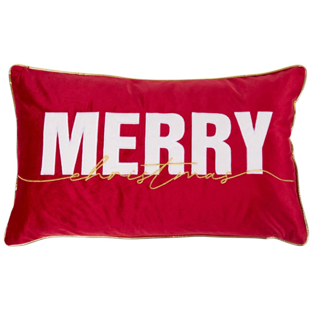 Merry Christmas Slogan Cushion - Red - Wilko - image 1
