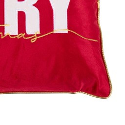 Merry Christmas Slogan Cushion - Red - Wilko - thumbnail 4