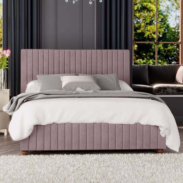 Laurence Llewelyn-Bowen Estella Super King Size Blush Plush Velvet Ottoman Bed - Pink - Wilko - image 1