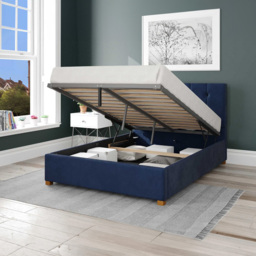 Aspire Hepburn Super King Navy Plush Velvet Ottoman Bed - Blue - Aspire Beds - Wilko - thumbnail 3