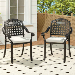 Living and Home Set of 2 Grey Aluminium Dining Chair with Cushions - Size: 2 Seater - Wilko - thumbnail 1