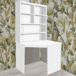 R White Cabinets Corner 6 Shelf Computer Desk with Hutch White - Size: 182.8 x 94 x 54cm - Wilko