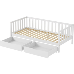 FurnitureHMD 2 Drawer White Pine Wood Kids Bed Frame - Size: Single - Wilko - thumbnail 3