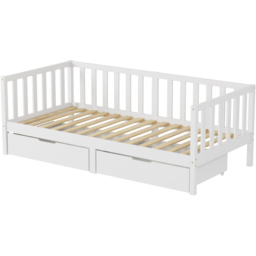FurnitureHMD 2 Drawer White Pine Wood Kids Bed Frame - Size: Single - Wilko - thumbnail 4