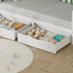 FurnitureHMD 2 Drawer White Pine Wood Kids Bed Frame - Size: Single - Wilko - thumbnail 6