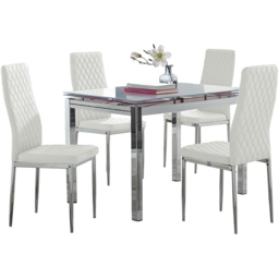 Furniturebox Fonti Valera 4 Seater Dining Set White and Chrome - Wilko - thumbnail 3