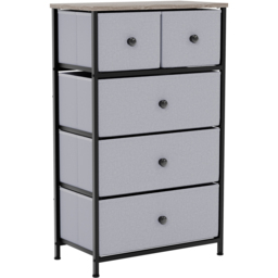 Vida Designs Chorley 5 Drawer Beige and Grey Wood Fabric Chest of Drawer - Brown - Wilko - thumbnail 3