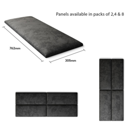 Aspire EasyMount Black Mirazzi Velvet Upholstered Wall Mounted Headboard Panels 4 Pack - Aspire Beds - Wilko - thumbnail 6