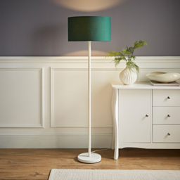 ValueLights Charlie Green Drum Shade White Floor Lamp and Bulb - Size: 148 x 45 x 45cm - Wilko - thumbnail 3