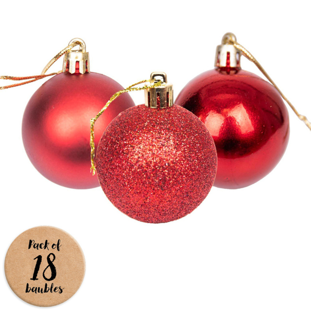 Shatchi Dark Red Luxury Bauble 18 Pack - Wilko - image 1