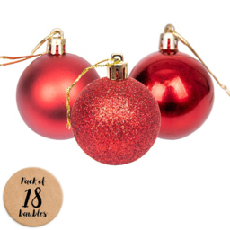 Shatchi Dark Red Luxury Bauble 18 Pack - Wilko - thumbnail 1