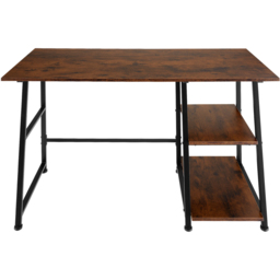 tectake 2 Shelf Dark Wood Trapezoidal Frame Desk - Size: 73.5 x 50 x 120cm - Brown - Wilko - thumbnail 4