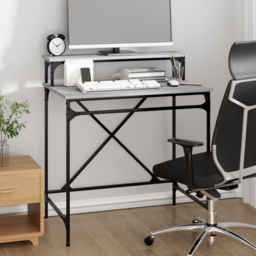 vidaXL Single Shelf Desk Grey Sonoma - Size: 90 x 80 x 50cm - Wilko - thumbnail 1