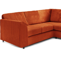Luxor 5 Seater Orange Jumbo Cord Full Back L Shaped Corner Sofa Set - Wilko - thumbnail 4