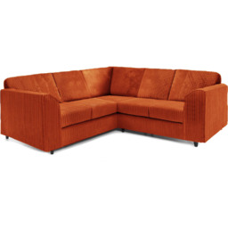 Luxor 5 Seater Orange Jumbo Cord Full Back L Shaped Corner Sofa Set - Wilko - thumbnail 3