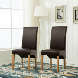 Set of 2 Brown Faux Leather High Back Dining Chair - MCC - Wilko - thumbnail 6